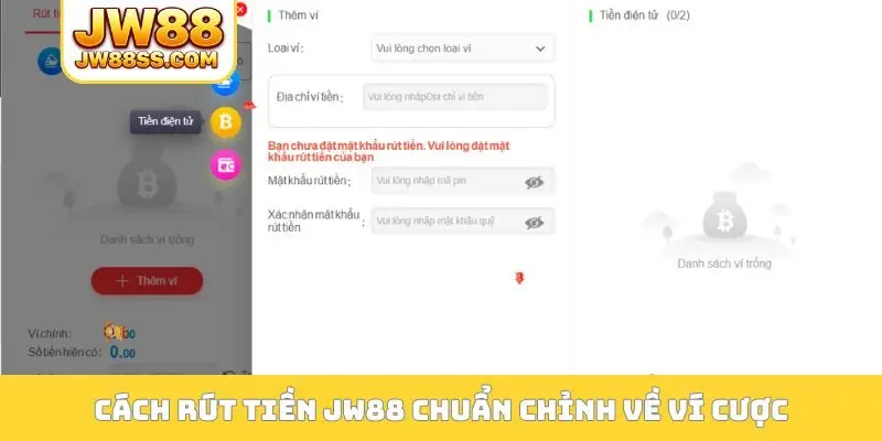 Cách rút tiền JW88 chuẩn chỉnh về ví cược